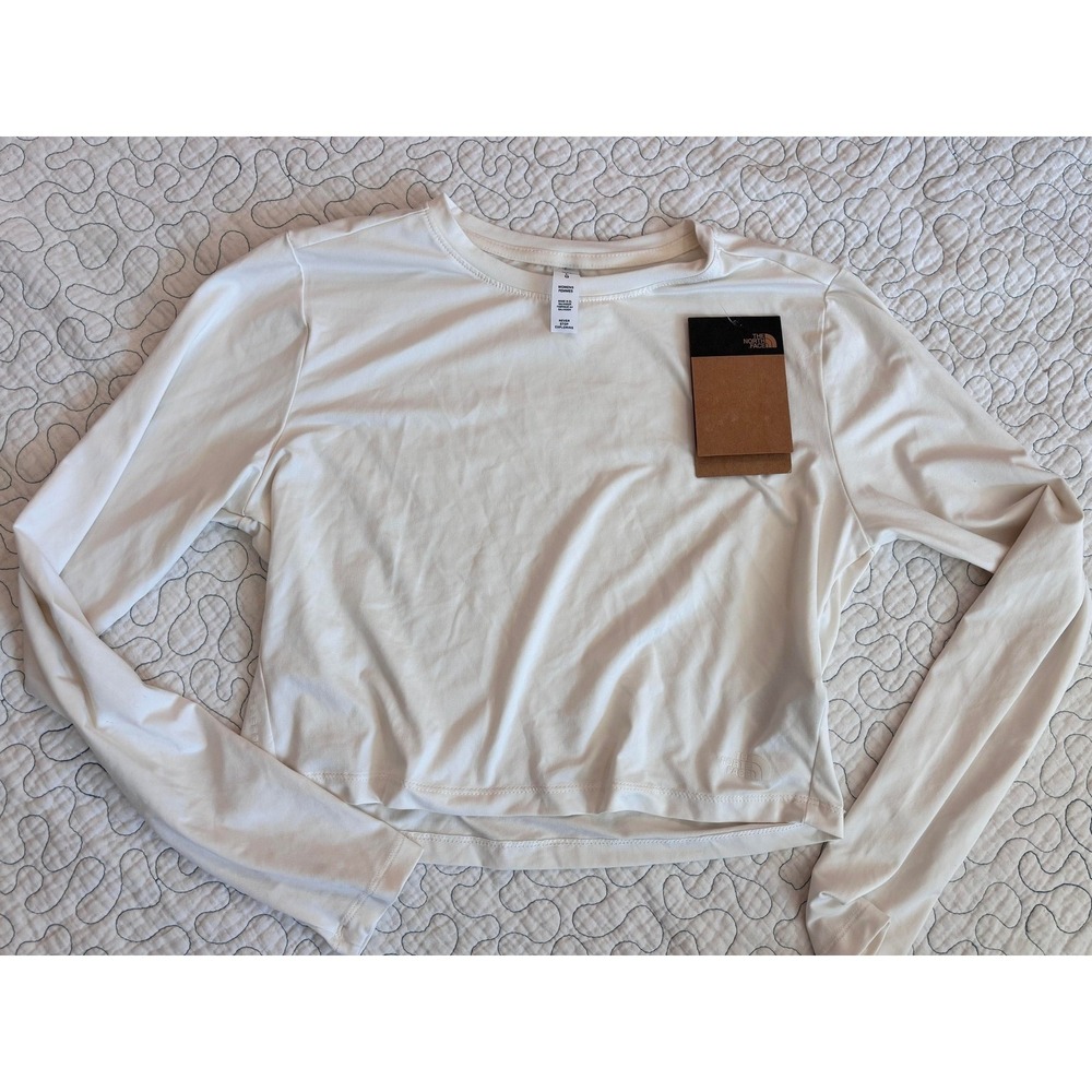 The North Face Womens Dune Sky Long Sleeve Shirt White Dune Cropped Boxy Large